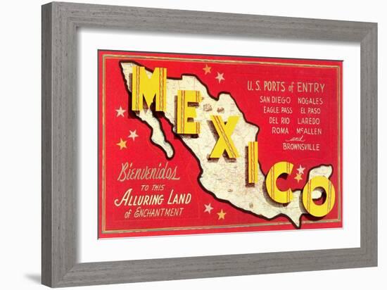 Map of Mexico-null-Framed Art Print