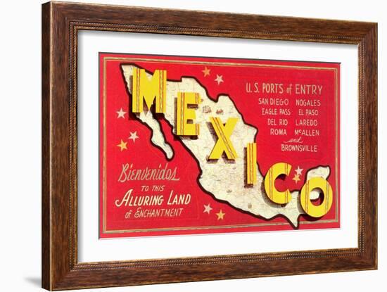 Map of Mexico-null-Framed Art Print