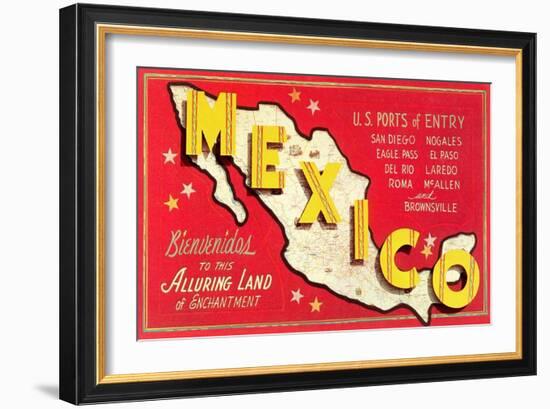 Map of Mexico-null-Framed Art Print