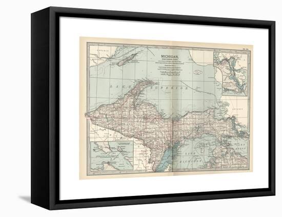 Map of Michigan, Northern Part-Encyclopaedia Britannica-Framed Premier Image Canvas