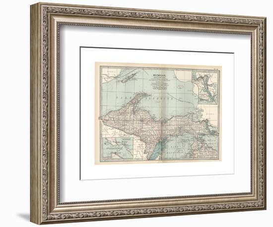 Map of Michigan, Northern Part-Encyclopaedia Britannica-Framed Giclee Print