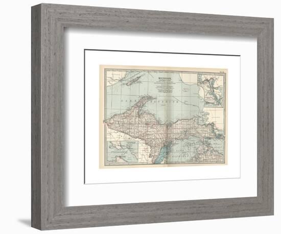 Map of Michigan, Northern Part-Encyclopaedia Britannica-Framed Giclee Print