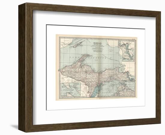 Map of Michigan, Northern Part-Encyclopaedia Britannica-Framed Giclee Print