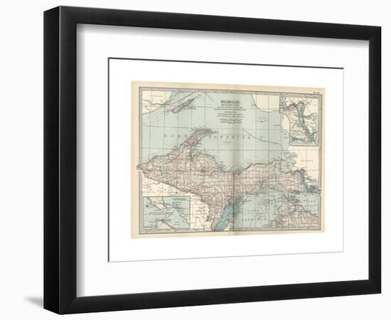 Map of Michigan, Northern Part-Encyclopaedia Britannica-Framed Giclee Print