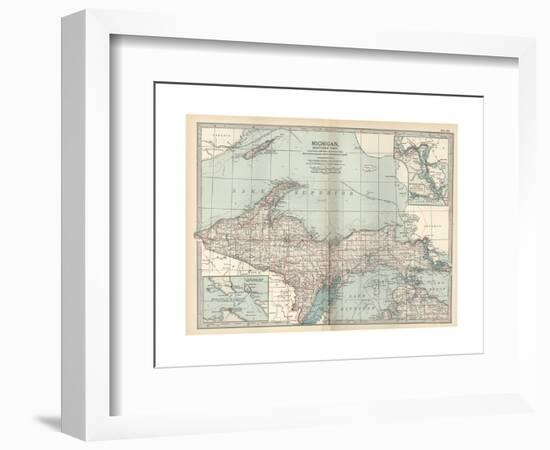 Map of Michigan, Northern Part-Encyclopaedia Britannica-Framed Giclee Print