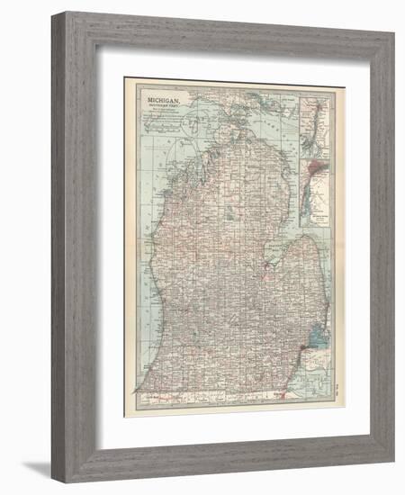 Map of Michigan, Southern Part-Encyclopaedia Britannica-Framed Art Print