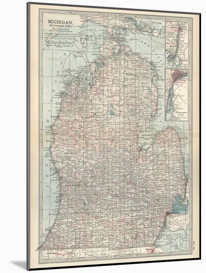 Map of Michigan, Southern Part-Encyclopaedia Britannica-Mounted Art Print