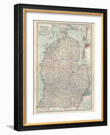 Map of Michigan, Southern Part-Encyclopaedia Britannica-Framed Art Print