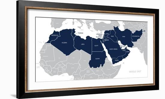 Map of Middle East. Vector-negoworks-Framed Photographic Print