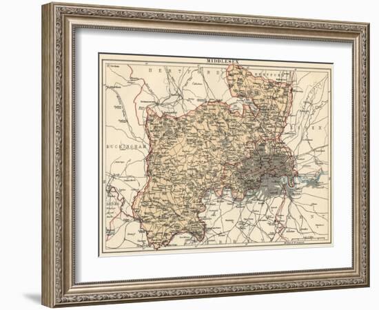 Map of Middlesex, England, 1870s-null-Framed Giclee Print