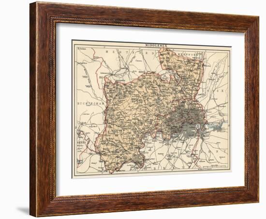 Map of Middlesex, England, 1870s-null-Framed Giclee Print