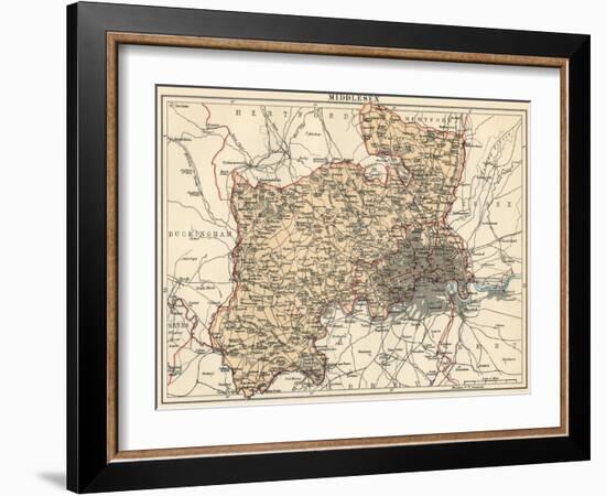 Map of Middlesex, England, 1870s-null-Framed Giclee Print
