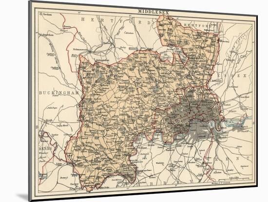 Map of Middlesex, England, 1870s-null-Mounted Giclee Print