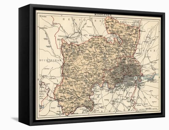 Map of Middlesex, England, 1870s-null-Framed Premier Image Canvas