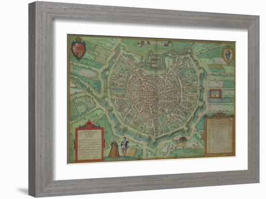 Map of Milan, from "Civitates Orbis Terrarum" by Georg Braun and Frans Hogenburg, circa 1572-Joris Hoefnagel-Framed Premium Giclee Print