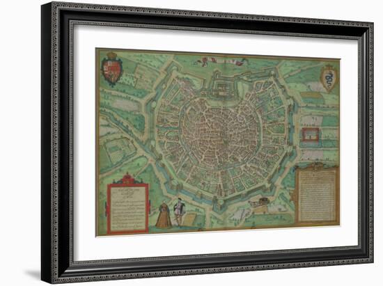 Map of Milan, from "Civitates Orbis Terrarum" by Georg Braun and Frans Hogenburg, circa 1572-Joris Hoefnagel-Framed Premium Giclee Print
