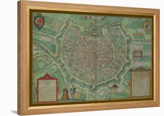 Map of Milan, from "Civitates Orbis Terrarum" by Georg Braun and Frans Hogenburg, circa 1572-Joris Hoefnagel-Framed Premier Image Canvas