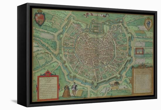 Map of Milan, from "Civitates Orbis Terrarum" by Georg Braun and Frans Hogenburg, circa 1572-Joris Hoefnagel-Framed Premier Image Canvas