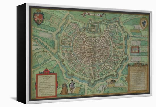 Map of Milan, from "Civitates Orbis Terrarum" by Georg Braun and Frans Hogenburg, circa 1572-Joris Hoefnagel-Framed Premier Image Canvas