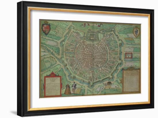 Map of Milan, from "Civitates Orbis Terrarum" by Georg Braun and Frans Hogenburg, circa 1572-Joris Hoefnagel-Framed Giclee Print