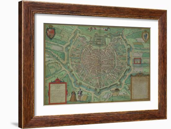 Map of Milan, from "Civitates Orbis Terrarum" by Georg Braun and Frans Hogenburg, circa 1572-Joris Hoefnagel-Framed Giclee Print