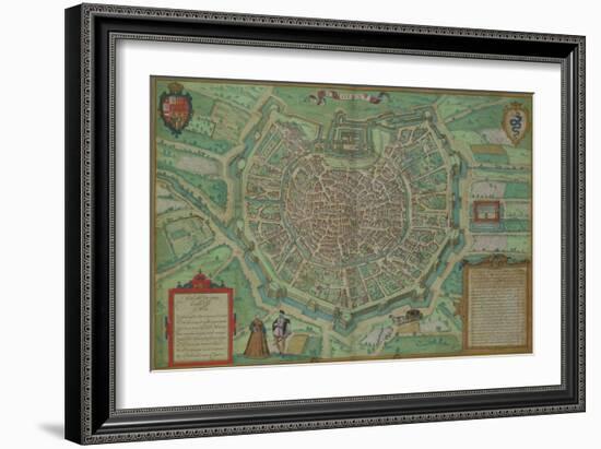 Map of Milan, from "Civitates Orbis Terrarum" by Georg Braun and Frans Hogenburg, circa 1572-Joris Hoefnagel-Framed Giclee Print