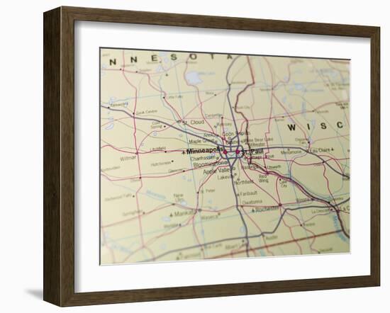 Map of Minneapolis and St. Paul-gemenacom-Framed Art Print