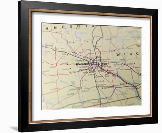 Map of Minneapolis and St. Paul-gemenacom-Framed Art Print