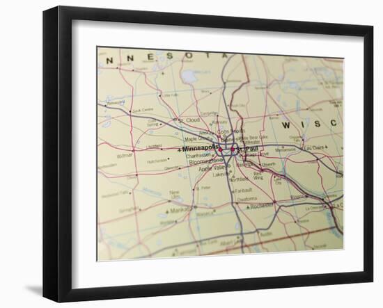 Map of Minneapolis and St. Paul-gemenacom-Framed Art Print