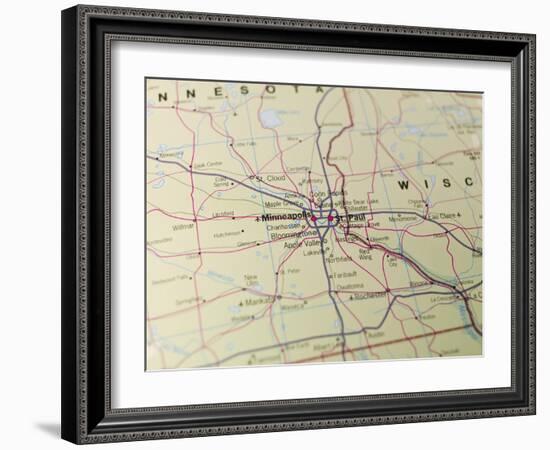 Map of Minneapolis and St. Paul-gemenacom-Framed Art Print