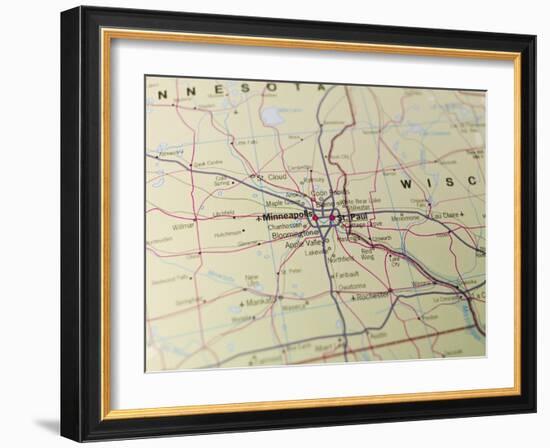 Map of Minneapolis and St. Paul-gemenacom-Framed Art Print