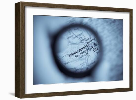 Map Of Minneapolis-lwzfoto-Framed Art Print