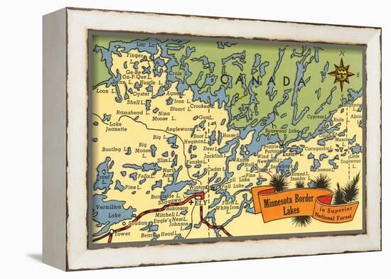 Map of Minnesota Border Lakes-null-Framed Art Print