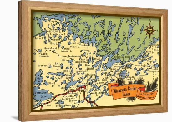 Map of Minnesota Border Lakes-null-Framed Art Print