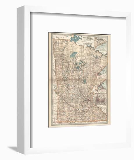 Map of Minnesota-Encyclopaedia Britannica-Framed Art Print