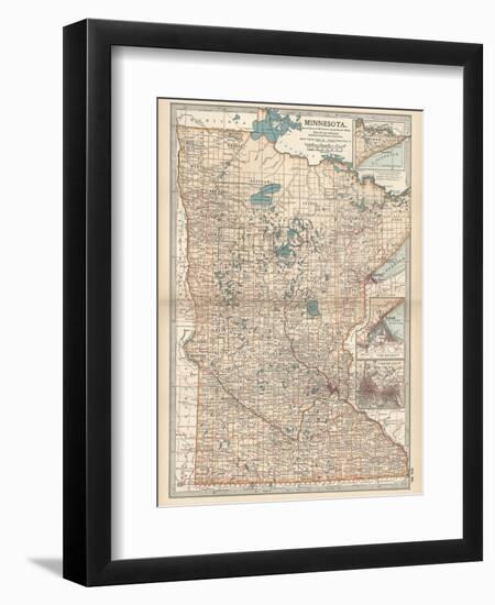 Map of Minnesota-Encyclopaedia Britannica-Framed Art Print