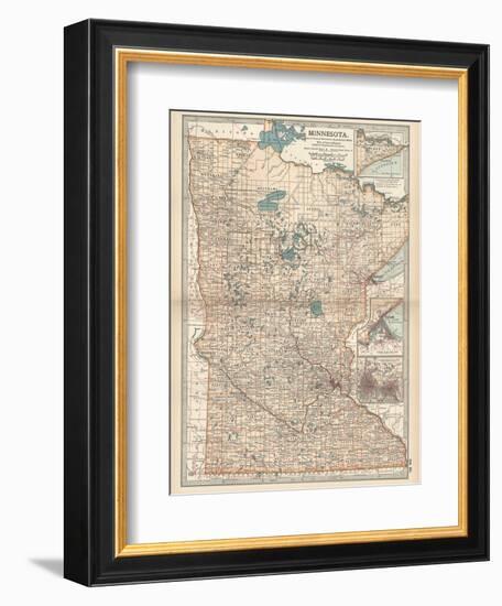 Map of Minnesota-Encyclopaedia Britannica-Framed Art Print