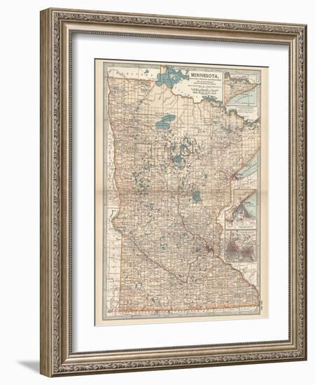 Map of Minnesota-Encyclopaedia Britannica-Framed Art Print