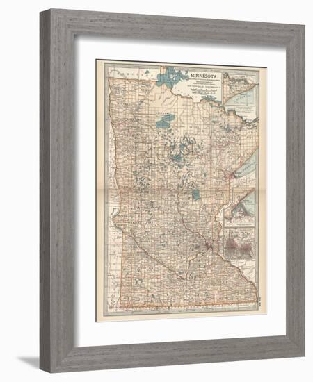 Map of Minnesota-Encyclopaedia Britannica-Framed Art Print