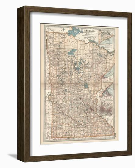 Map of Minnesota-Encyclopaedia Britannica-Framed Art Print