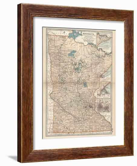 Map of Minnesota-Encyclopaedia Britannica-Framed Art Print