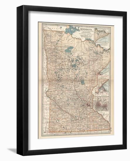 Map of Minnesota-Encyclopaedia Britannica-Framed Art Print