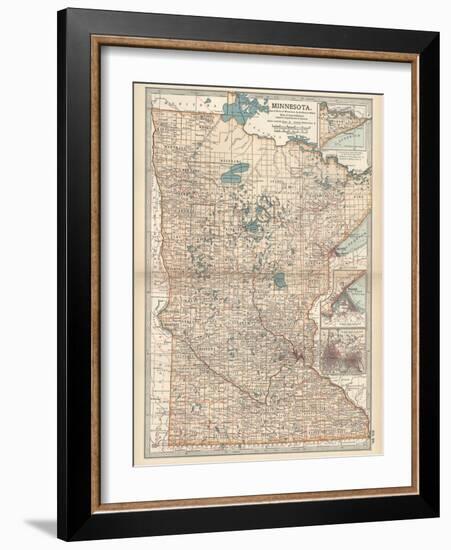 Map of Minnesota-Encyclopaedia Britannica-Framed Art Print