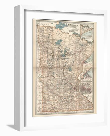 Map of Minnesota-Encyclopaedia Britannica-Framed Art Print