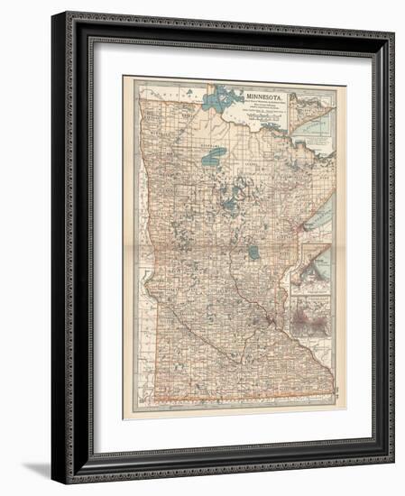 Map of Minnesota-Encyclopaedia Britannica-Framed Art Print