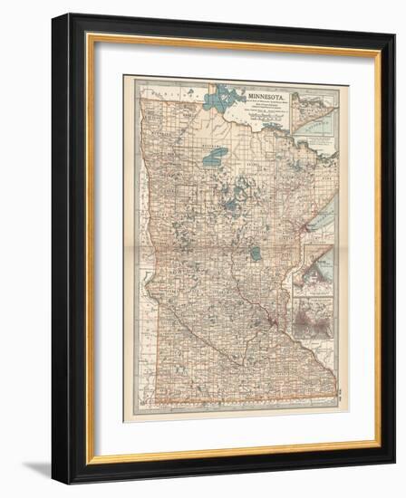 Map of Minnesota-Encyclopaedia Britannica-Framed Art Print