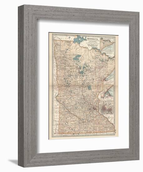 Map of Minnesota-Encyclopaedia Britannica-Framed Premium Giclee Print