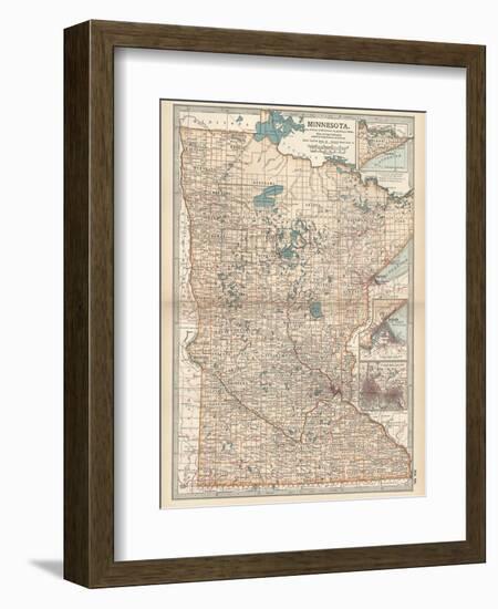 Map of Minnesota-Encyclopaedia Britannica-Framed Premium Giclee Print