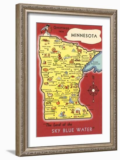 Map of Minnesota-null-Framed Art Print