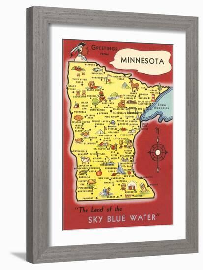 Map of Minnesota-null-Framed Art Print